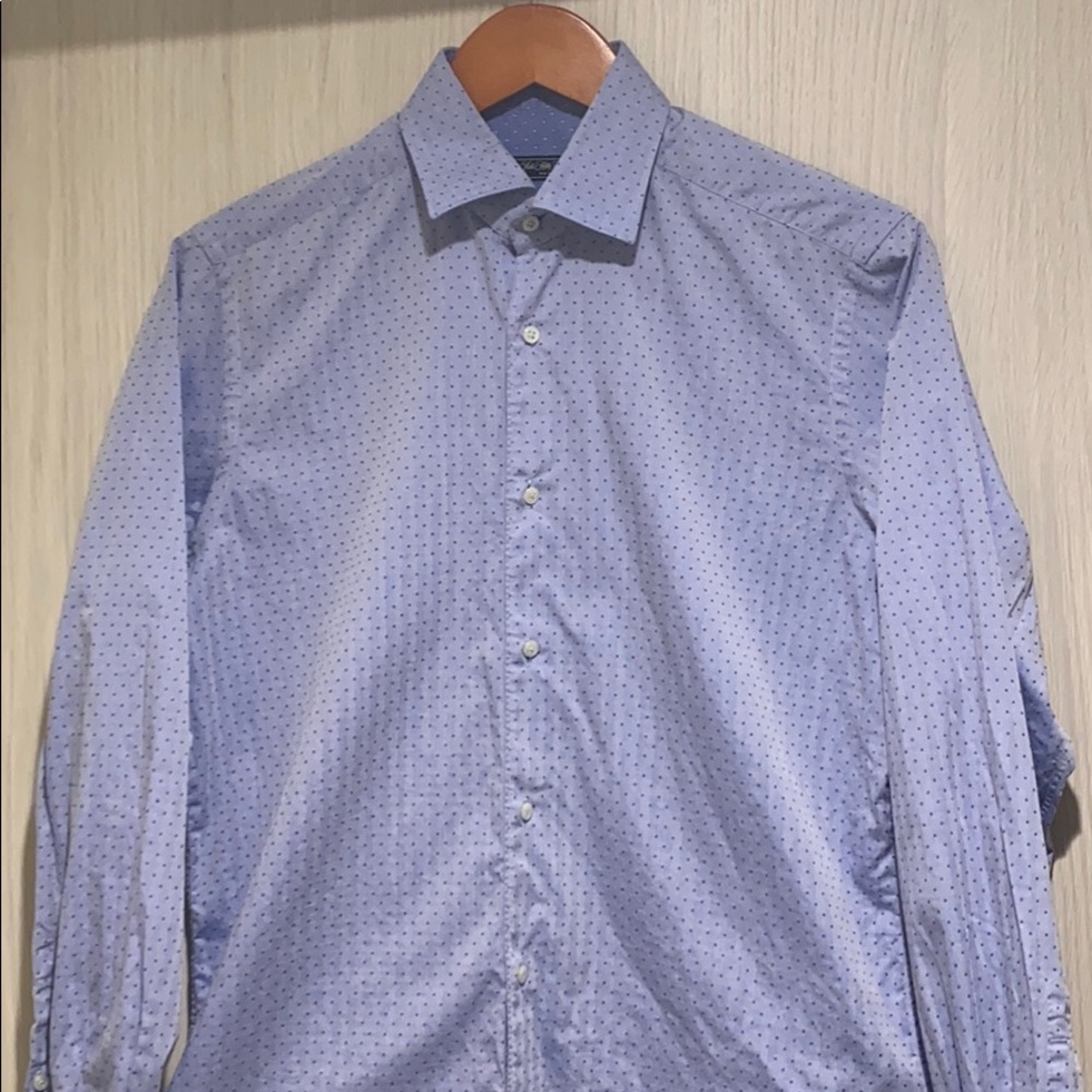Saks Fifth blue and dark blue polka dot